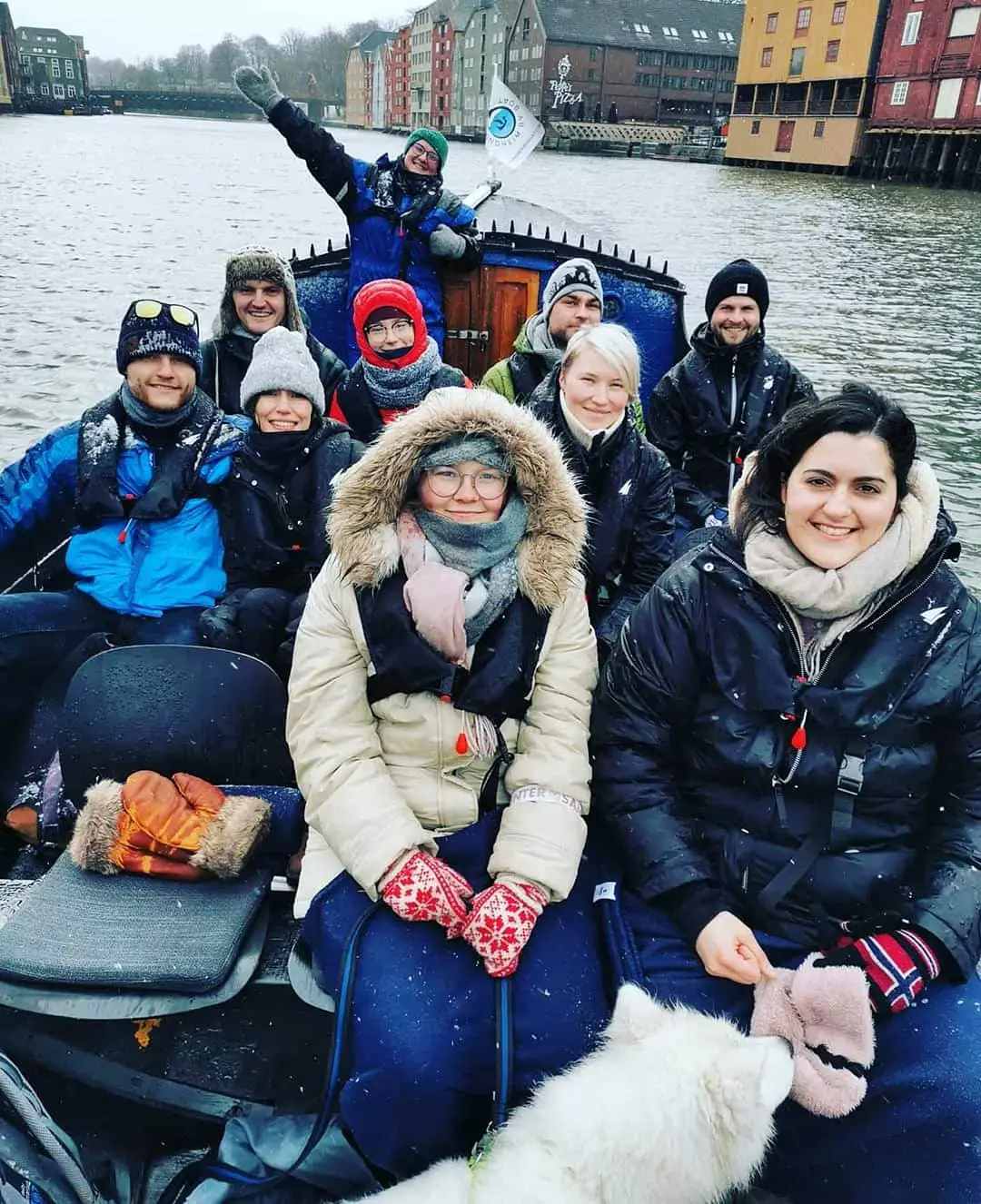 Winter guests aboard Frøya on the Nidelva in Trondheim